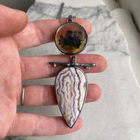 Dendritic Agate and Lace Agate Necklace with